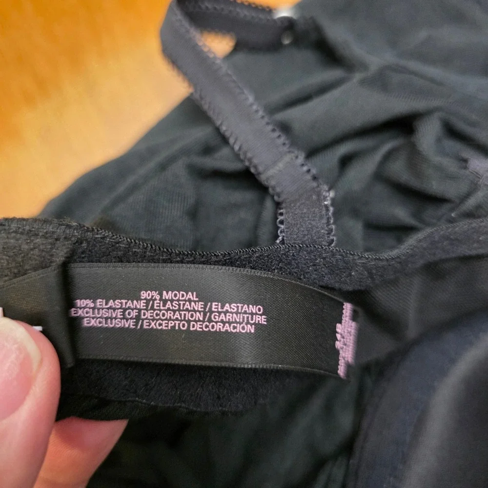 Victoria's Secret Black Lace Trim‎ Peek-A-Boo Babydoll Chemise Lingerie 34B Y2K
